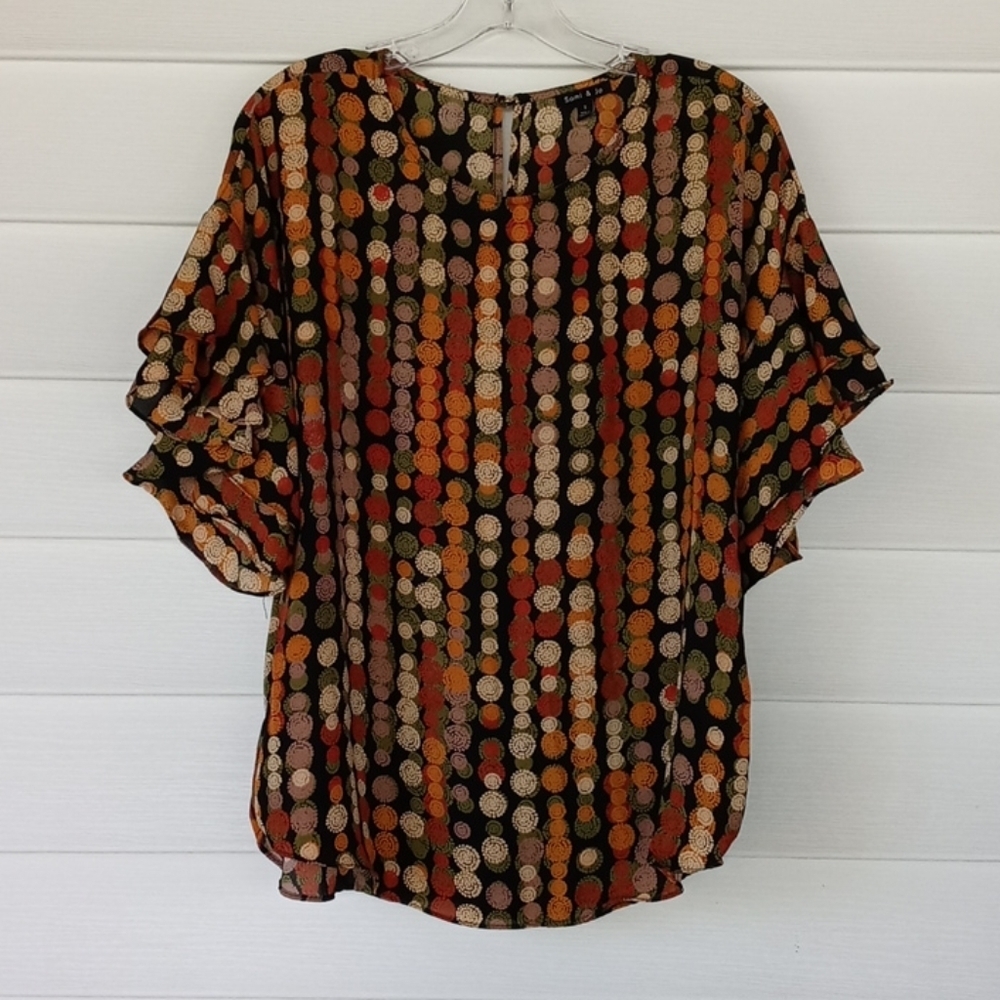 Sami & Jo Ruffle Sleeve Blouse Sz S